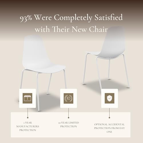 Image of Poly & BARK Isla Stackable Dining Chairs Set of 4 - Mid Century Modern Plastic Dining Chair with Metal Legs - Kitchen & Dining Room Chairs - Dining Table Chairs Set - Indoor /Outdoor - White