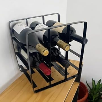 Adega Minimalista: Suporte de Vinho Compacto para 9 Garrafas