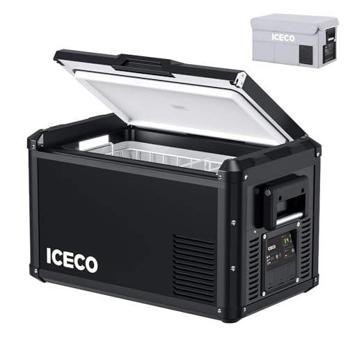 Image of ICECO VL35 ProS Portable Fridge, 12 Volt Refrigerator with Multi-directional lid, 35 Liters Car Freezer powered by SECOP, 0°F to 50°F, DC 12/24V, AC 110/240V, for Camping, Car, Outdoor Use, With Cover