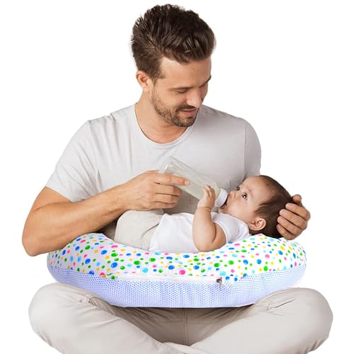 Image of VParents Multipurpose Baby Feeding Nursing Cum Maternity Pillow for New Born Cotton, Recommended for Maternity, Nursing, Medical Bluebell (Blue) 110253