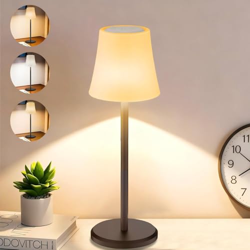 Image of Unique New Wireless Wine Bottle Lamp Dimmable Rechargeable 3 Color&RGB LED Desk Lamp with Shade Touch Control Battery Operated LED Lamp ABS Cordless Lampshade (1, Table Multicoloured)
