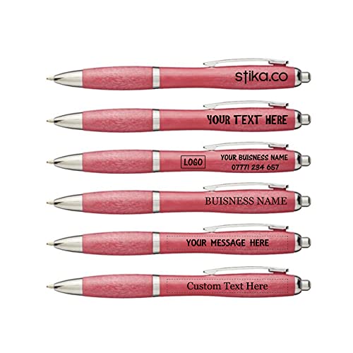 Multipack Eco-Friendly Wheat Custom Printed Curved Pens Personalised with Your Logo/Text, Promotional Events Schools Giveaway (Sample, Red)