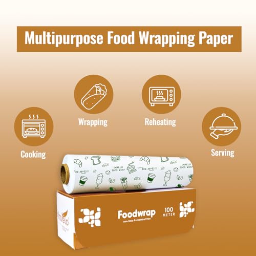 Image of 100 Mtr Food Wrapping Paper Roll - Non-Stick, Oil Proof Butter Paper Roll, Foil Paper for Food Wrap, Chapati, Roti Wrap & More, Wrapping Paper for Food