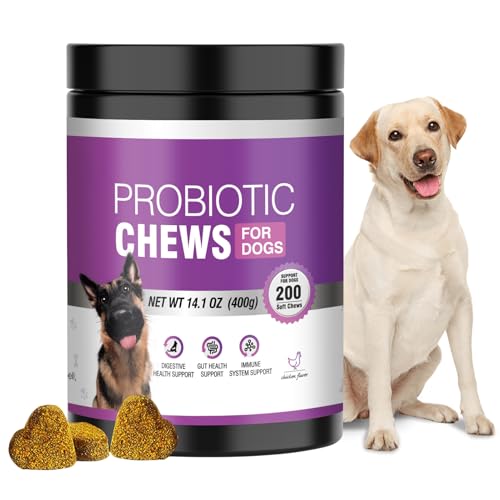 TTLXRL Probiotics for Dogs Itchy Skin Digestive Enzymes for Dogs Dog Gut Health Probiotics Gas Relief Dog Diarrhea Relief Probiotic Chews for Dogs 200 Natural Soft Chewable Tablets