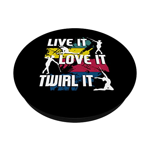 Live It Love It Twirl It - Baton Twirling Twirler Dancing PopSockets Swappable PopGrip, Black - Image 2