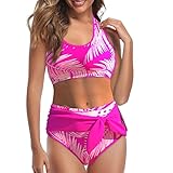 Mujeres de gran tamaño vintage impreso correas espalda tankini conjunto nudo dos piezas traje de baño bragas traje de baño ropa de playa traje corto mujer, b, 3XL