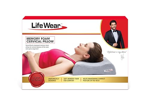 Image of LifeWear Memory Foam Cervical Pillow for Neck Pain, Contour Pillow, Supports Neck and Shoulder Pain for Sleeping, Anatomical Design, Improves Posture and Spinal Alignment, Universal Size