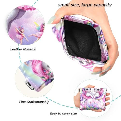 Cute Horse Ballerinas Coin Purse Leather Pouch Change Purse, Squeeze Coin Pouch for Cards, Keys & Lipsticks, Unisex2