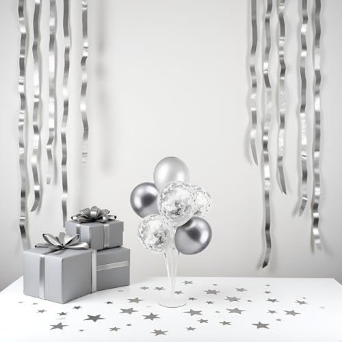 Silver Balloon Stand Centerpiece Table Decorations for 25th Wedding Anniversary Birthday Bridal Shower Father's Day Mother's Day Platinum Party Decorations(Silver gray set4) - Image 3