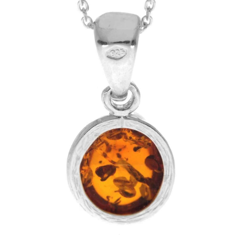 SilverAmber Jewellery Ciondolo classico in vera ambra baltica e argento sterling senza catena - 396, 2.4 x 1.1 cm, Argento sterling