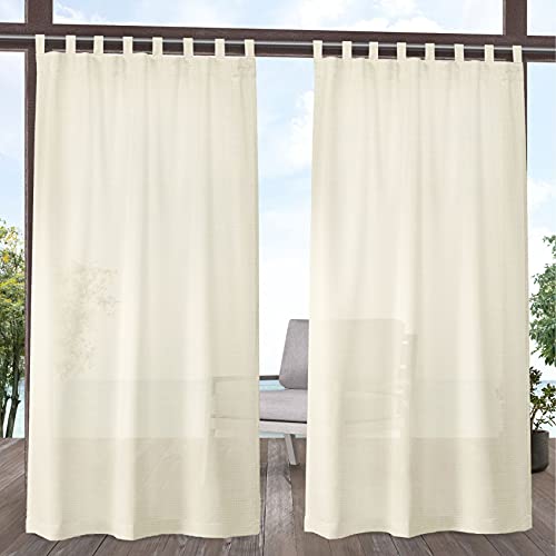 Exclusive Home Curtains Miami Indoor/Outdoor Tab Top Curtain Panel Pair, 54x96, Ivory