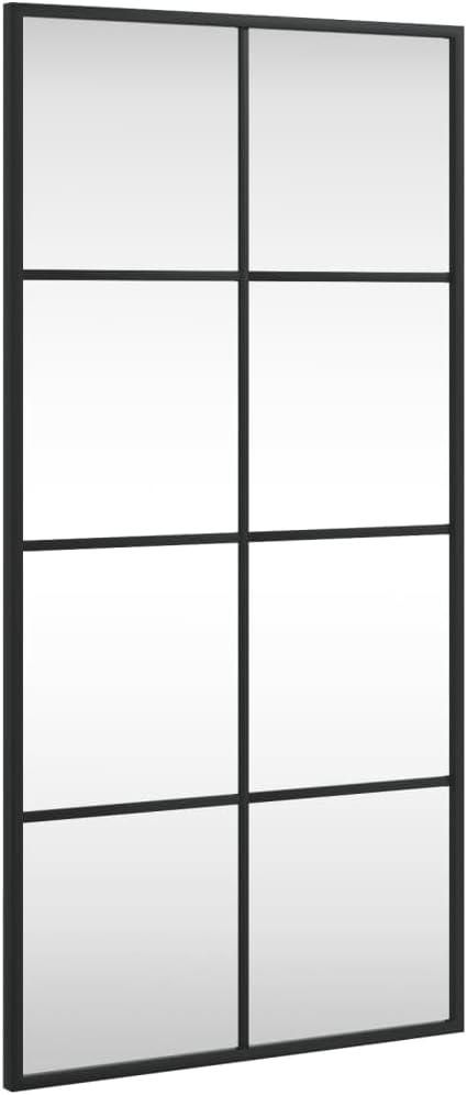vidaXL Rectangular Wall Mirror with Black Powder-Coated Iron Frame - Versatile Hanging Mirror for Any Room - 15.7”x31.5”
