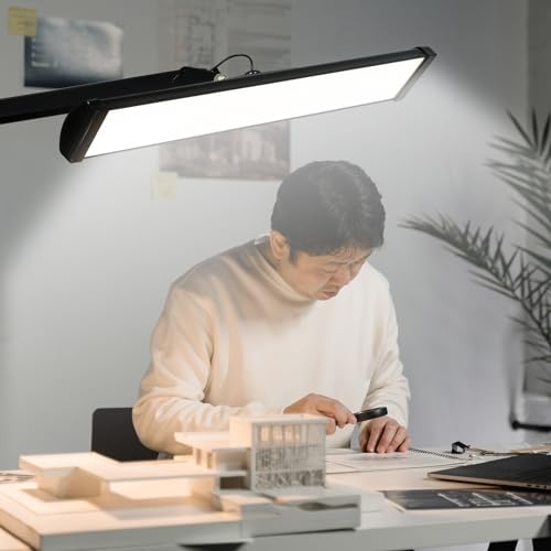 Image of 24-Inch LED Architect Desk Lamp with Clamp, 30W 2300LM, Black