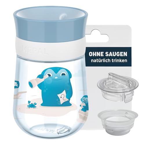 Landpark Trinklernbecher Blau 2 Trinkaufsätze - saugfrei - Trinkbecher 300 ml - BPA frei - Kinderbecher zum Trinken lernen - ab 9 Monaten