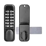 Digital Door Lock, Deadbolt Mechanical Combination Lock, Chrome Latch Keyless Entry Door Lock, Anti Theft Codes Lock for Bidirectional Gate Glass Door (Black)
