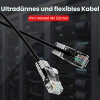 Mygatti Ultradünn/slim OD:2.8mm CAT 6 Ethernetkabel(6-Stück)-0.3m,30cm flexibel UTP netzwerkkabel 1.0 Gbit/s,RJ45 schwarz LAN Kabel,für Heimnetzwerke,Modem,Router,Schaltkästen,Laptop,Drucker usw – Ansicht 6