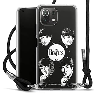 Coque Collier Compatible avec Xiaomi Mi 11 Lite 5G NE Coque avec Cordon Coque avec Cordon The Beatles Logo Black & White - Les Beatles, Paul McCartney, John Lennon, RIngo Starr, George Harrison