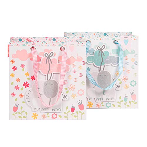 ARTEBENE - Sacchetto regalo in 2 colori assortiti con elefante, rosa e blu