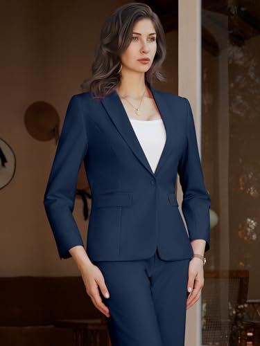 Navy Blue Women's Two-Piece Blazer and Pants Set - Image 4