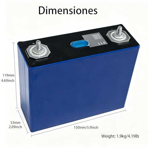 Image of EVE LiFePO4 Cell 3.2V 116Ah A41 Grade A Deep Cycle Battery Lithium Iron Phosphate Rechargeable Battery Max.Continous Discharge /Charge 300A /3C,Included M6 Nuts and Bus Bars