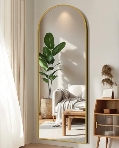 Image of 59 inchx16 inch Floor Mirror Full Length, Arched Full Length Mirror with Stand, Full Body Mirrors for Bedroom Living Room or Cloakroom Gold