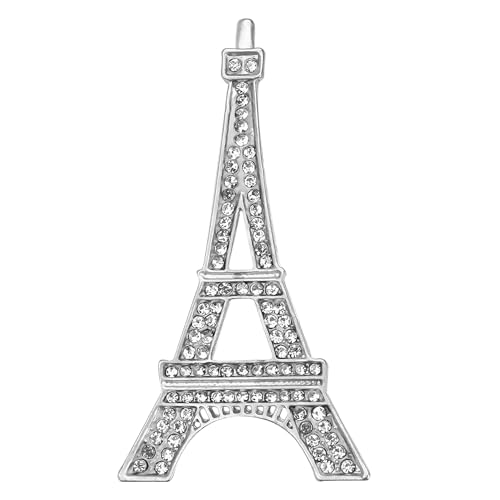 Image of Gyn&Joy Clear Crystal Rhinestones Eiffel Tower Fashion Brooch Pin