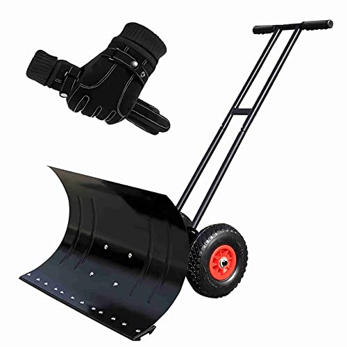 JOCHEN Pelle à Neige Outil de déneigement avec Roues de 9 Pouces Pelle à Neige sans Fil Chasse-Neige sur Roues Pelle à Neige pour allée, Porte, trottoirs