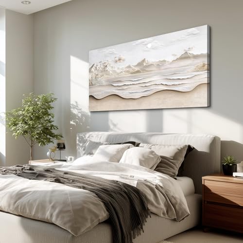 VXMXFTE Wall Decoration For Bedroom Natural Scenery Canvas Painting Wall Art For Living Room Dining Room Abstract Sea View With White Mountain Landscape Painting Artwork Offices Home Decor 24x48 In by VXMXFTE - Used condition - Image 8