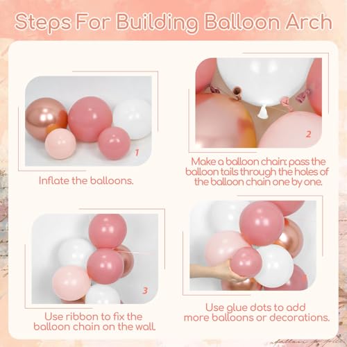 Rose Gold Birthday Decorations with Metallic Pearl Rose Gold Confetti Light Pink White Foil Balloons Fringe Curtain Banner Happy Birthday Decorations for Women - Image 4