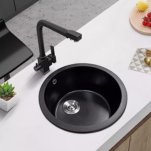 Évier rond en quartz noir 35 cm pour studio et bar