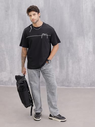 Image of WROGN Men's 220 GSM Cotton T-Shirt | Minimal Graphic | Oversized Fit
