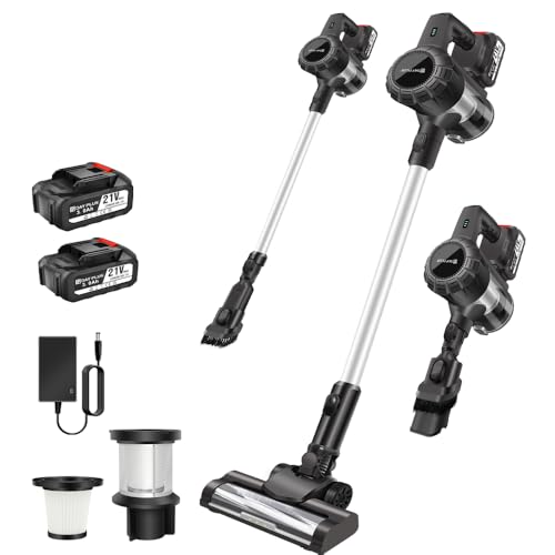 550W 45KPA Cordless Stick Vacuum Cleaner 6 IN 1 Cordless Upright Lightweight Handheld Bagless Vacuum Cleaner with 3.0Ah Batteries, LED Display, Self-Standing Vacuum for Home/Pet Hair/Carpets/Floors