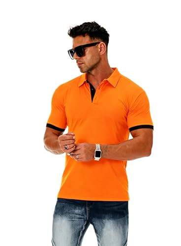 Mens Slim Fit Polo T Shirts, Cotton Spandex Short Sleeve Solid Casual Top
