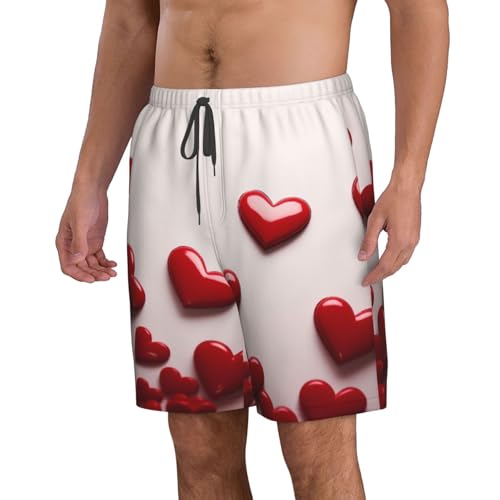 Hearts Men's Swim Trunks Quick Dry Board Shorts with Pockets Casual Drawstring Beach Shorts2