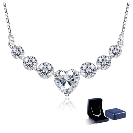 N9NEMUSES Moissanite Necklace for Women, 6 Carat Moissanite Heart Necklace Engraved 'I LOVE YOU' Gift for Wife Wedding Birthday Anniversary Women Jewelry for Her Wife Girlfriend Mom Daughter