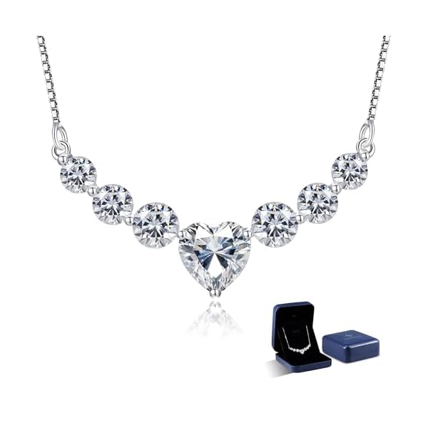 Moissanite Necklace for Women, 1.7-7.6 Carat Lab Created Diamond Necklace, 925 Sterling Silver Wedding Anniversary Birthday Christmas Valentine Mothers Day Jewelry Gifts for Mom Wife Her Girlfriend