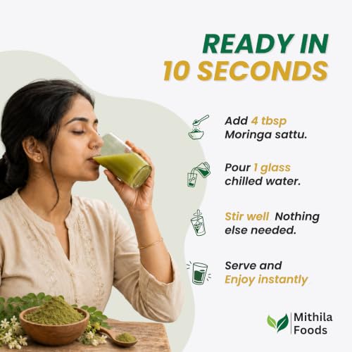 Image of MITHILA FOODS Moringa Sattu 2 Kg | Ready-to-Drink High Protein Superfood | Roasted Chana Sattu + Moringa Leaf Powder + Salt Spices Mix | Boosts Energy, Stamina & Immunity | Authentic Taste of Bihar