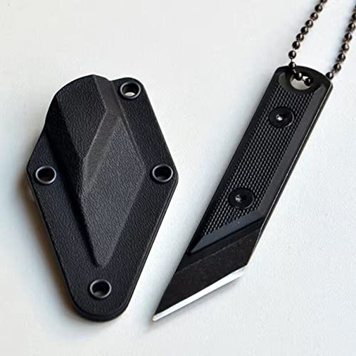 Holyedge Tactical Pocket Knives Full Tang Fixed Blade Knife,G10 Handle Edc Tool Neck Knife For Outdoor, Camping, Hiking, Fishing With Chain And Kydex Sheath (Black) #TOP11