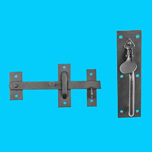 Renovators Supply Manufacturing Gate Latch Lock 8 In. Black Wrought Thumb Latch For Cabinet Doors And Gates With Mounting Hardware #TOP1