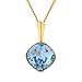 Collana in oro giallo a 18 K su argento sterling, con cristalli Swarovski tagliati a cuscino, per orecchini o collane, Placcato oro, colore: Aquamarine Necklace, cod. EA-513459983