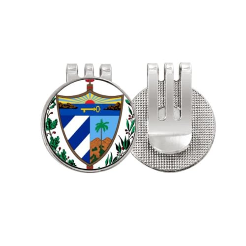 Clip de casquette golf emblème Cuba avec marque-balle magnétique en émail
