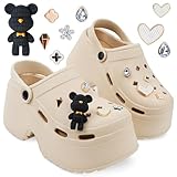 CityComfort Zuecos de Plataforma con Tacón y Charms Removibles - Regalos para Mujeres (Beige, 36/37 EU)