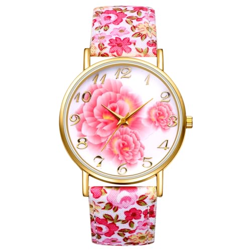 花印刷 ボヘミア レディース腕時計 クォーツ 時計: セイコー コピー アラビア数字 円盤 見やすい 革ベルト 手巻き ウォッチ 生活防水 オシャレ カワイイ 女性 アクセサリー ピンク
