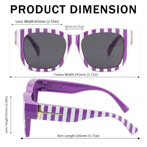 Image of SIPHEW Mirrored Sunglasses Polarized Fit Over Glasses for Women - Trendy Large Square w UV400 Protection Sun Glasses