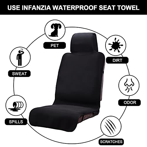 INFANZIA Premium Waterproof Seat Cover Towel Protector Neoprene Universal Fit, Upgraded 100% Washable & Removable Non-Slip Sweat Carseat Towel Covers, Perfect for Gym/Yoga/Workout(Black,1PCS