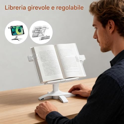 Soporte para portátil de metal con ángulo ajustable y base giratoria para libros 7
