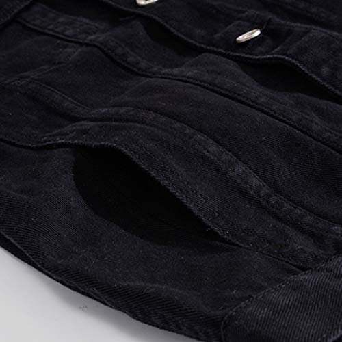 Ripped Denim Outerwear For Men Casual Style Fall Long Sleeve Jacket Turn Down Collar Windbreakerfall，Chinese Street Fashion Stylish Cool Streetwear Y2K Jean Jackets(Black,4X-Large) #TOP4