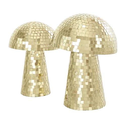 Esculturas Decorativas Set 2 Hongos de Vidrio Dorado miniatura 4