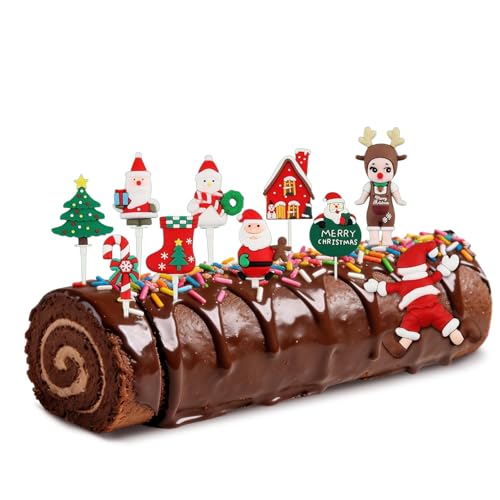 badaren Decoration Gateau de Noel, Noël Cupcake Toppers 10 Pièces Topper de Gâteau de Noël, Cake Tropper Noel Gâteau Decoration, Noël Gâteau Toppers pour Décorations de Gâteau de Fête de Noël
