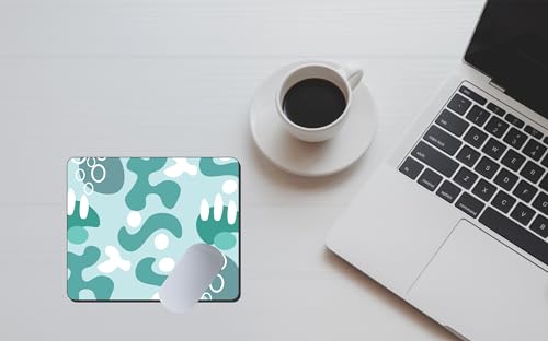 Image of My Print Shop Abstract Teal Camouflage Mouse Pad - 9x7.5 Inch Compact Non-Slip Rubber Desk Mat - Smooth Surface Mouse Pad for Office, Home & Gaming Setup